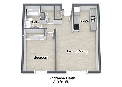 Floor plan One Bedroom Apartment