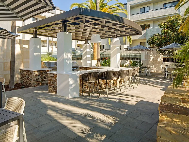Outdoor kitchen and grill area