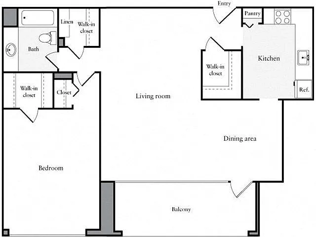 Floor plan 1 Bedroom, 1 Bath 912 SF 11b