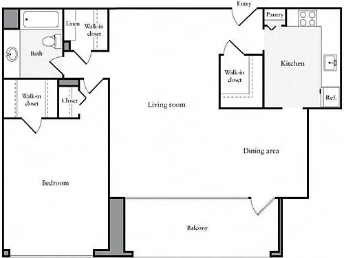 Floor plan 1 Bedroom, 1 Bath 912 SF 11b