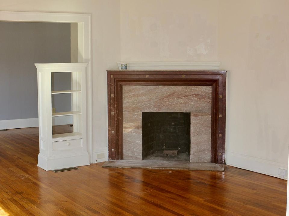 Living room fireplace.