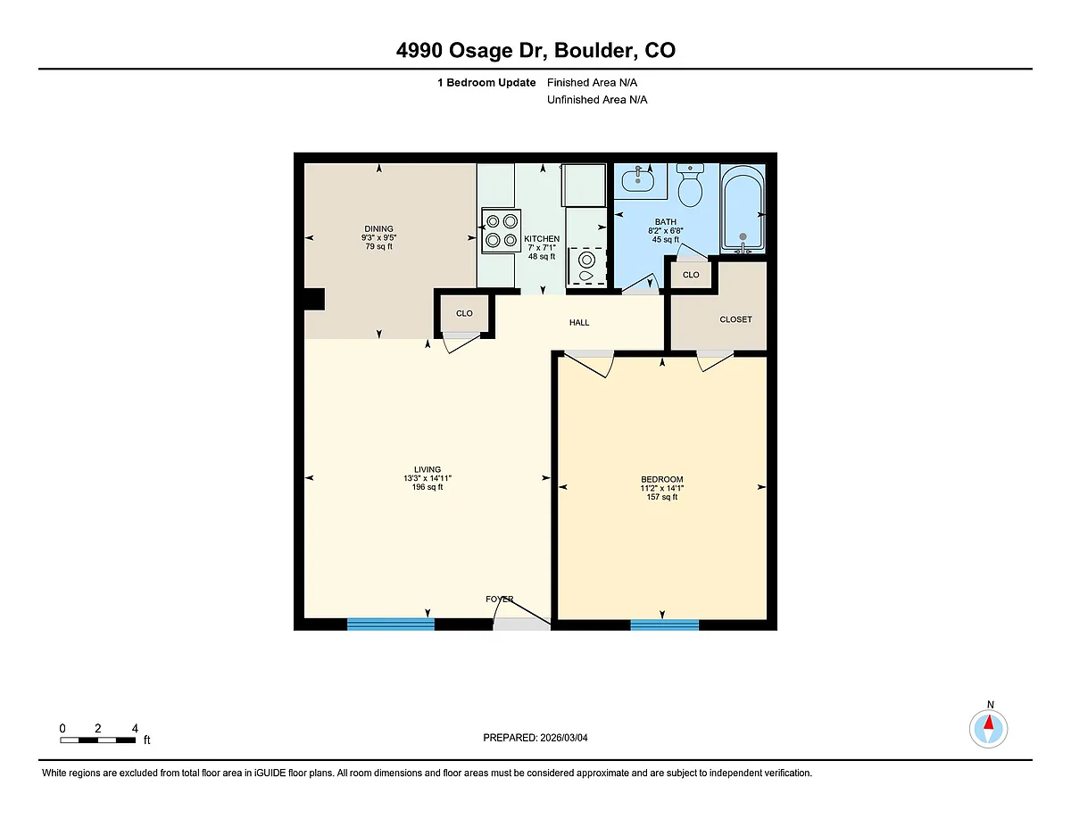 Floor plan One Bedroom Apartment - Updated