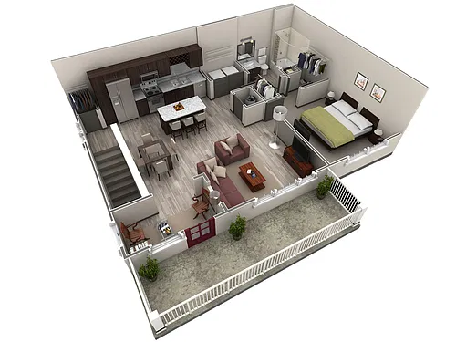 Floor plan 1 BR Grand Overlook