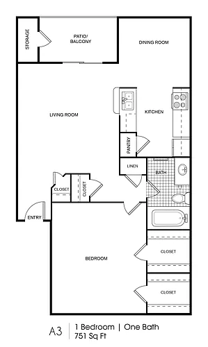 Floor plan Den, 1 Bathroom
