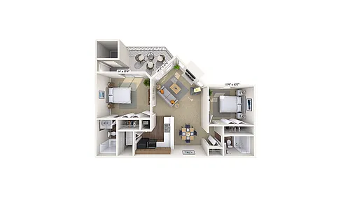 Floor plan 2 Bed, 2 Bath C (50% Income Restricted)