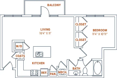 Floor plan Crescent 782 sqft