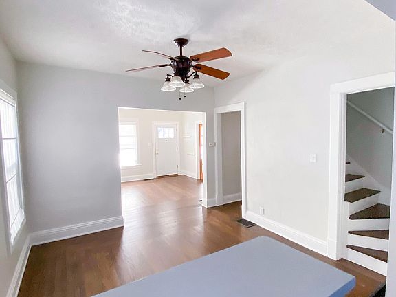 View of the dining and living rooms from the kitchen.