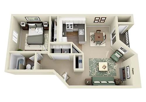 Floor plan 1 BD 1 BA Classic & Renovation