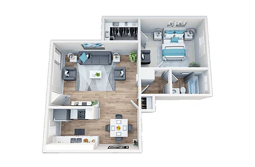 Floor plan 1 Bedroom, 1 Bath