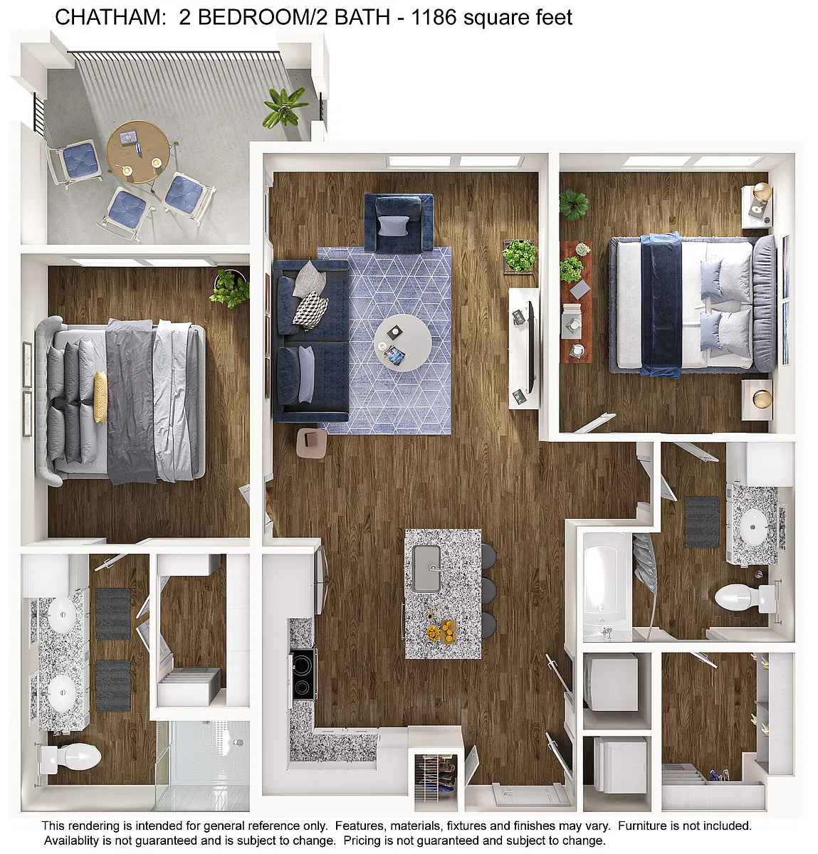 Floor plan 2x2 Chatham B3