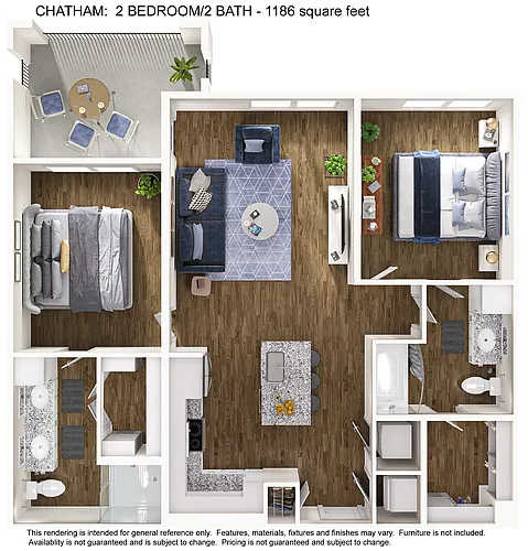 Floor plan 2x2 Chatham B3
