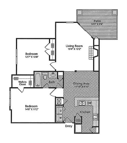Floor plan 2 bedroom 1 bathroom