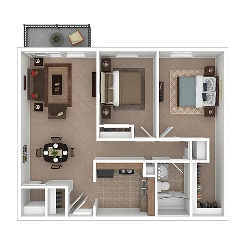 Floor plan Meridian - Two Bedroom One Bath