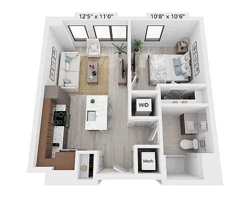 Floor plan One Bedroom - A1G