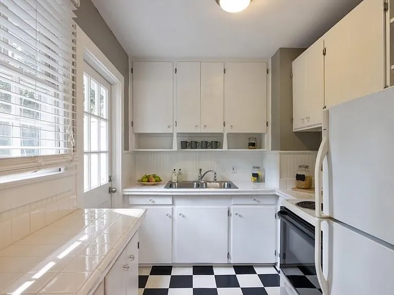 Fully stocked kitchen.