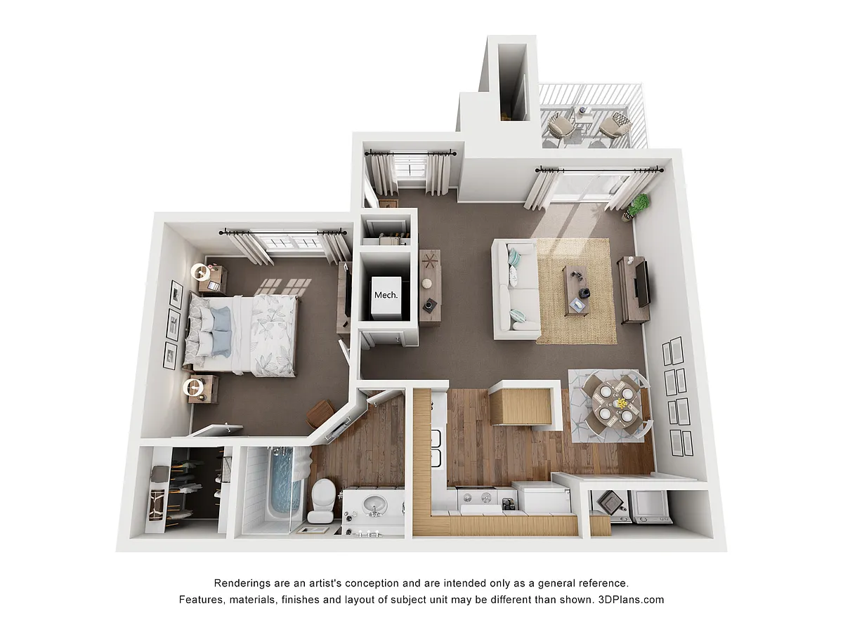 Floor plan A180 AMELIA - 1 Bedroom, 1 Bathroom
