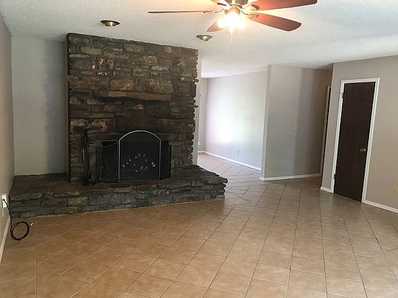 living room and fireplace