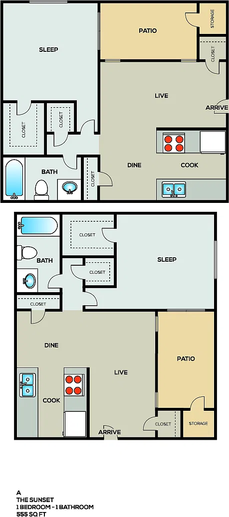 Floor plan 1 Bedroom 1 Bath
