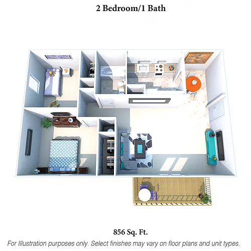 Floor plan Phase I - 2 Bedroom ,1 Bath
