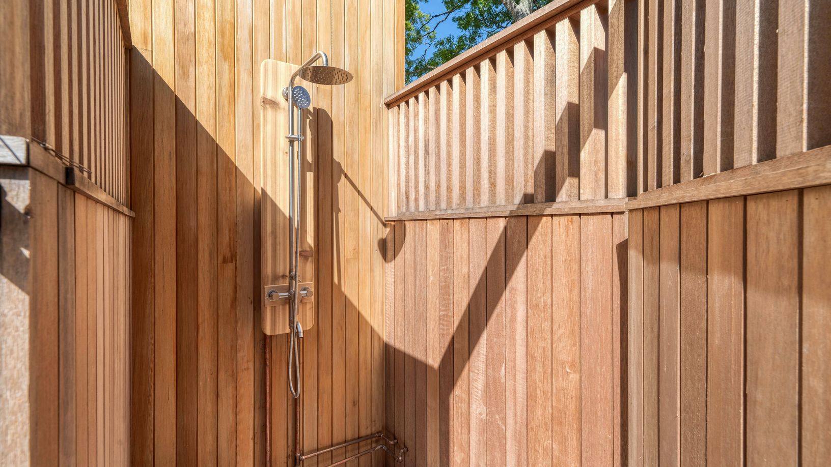  1 of 2 outdoor showers. 