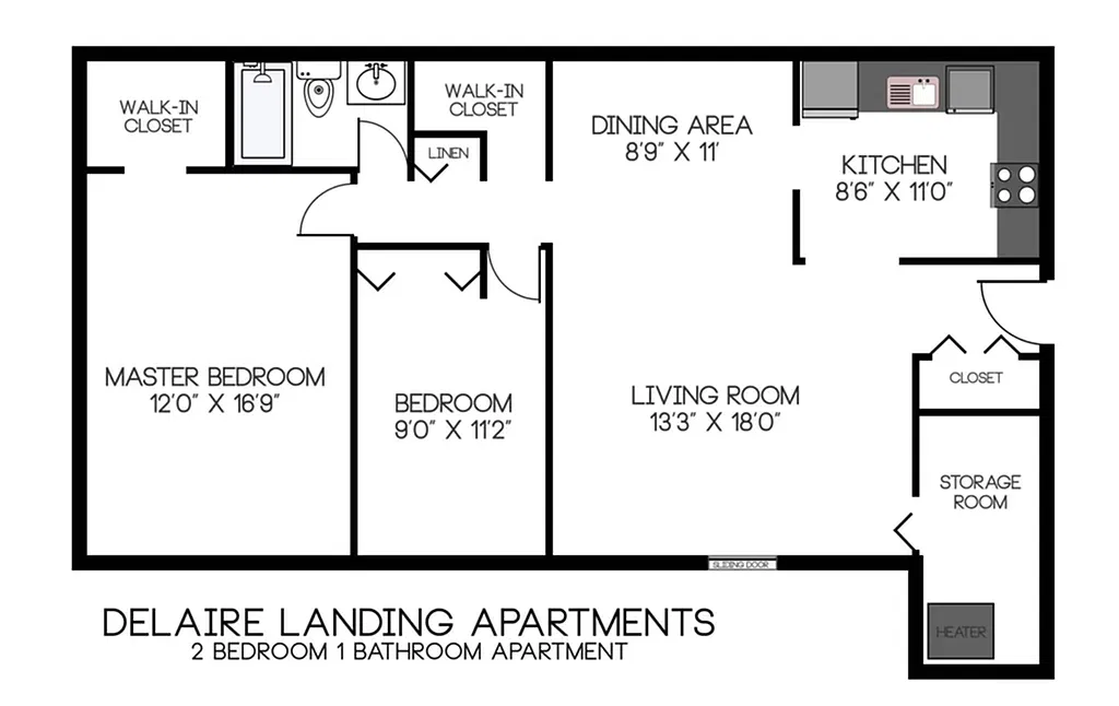 Floor plan Two Bedroom One Bath
