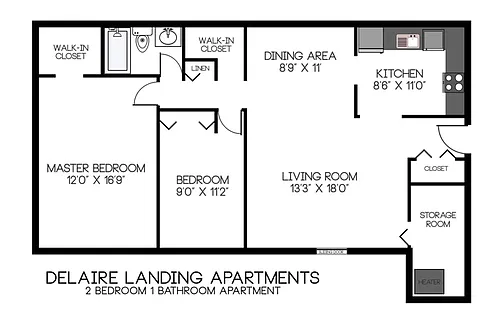 Floor plan Two Bedroom One Bath