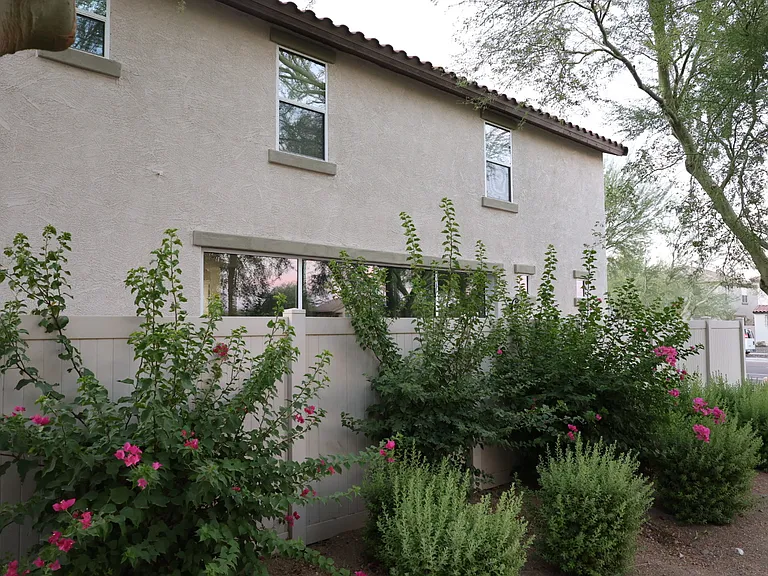 Side of home, showing private patio area