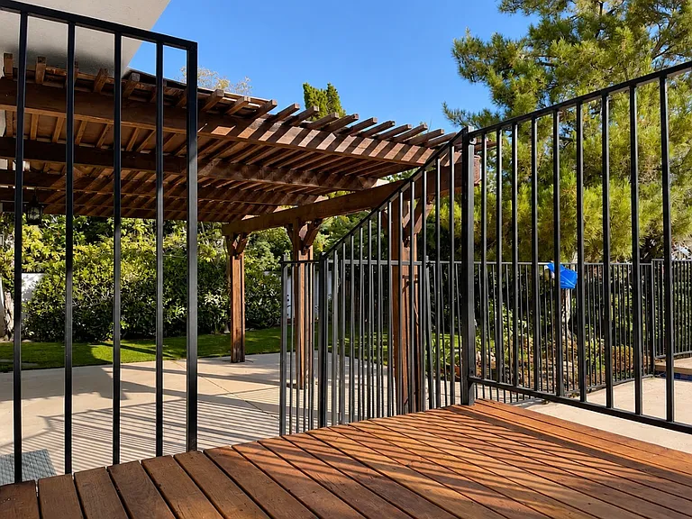 Pergola shaded area from wooden deck