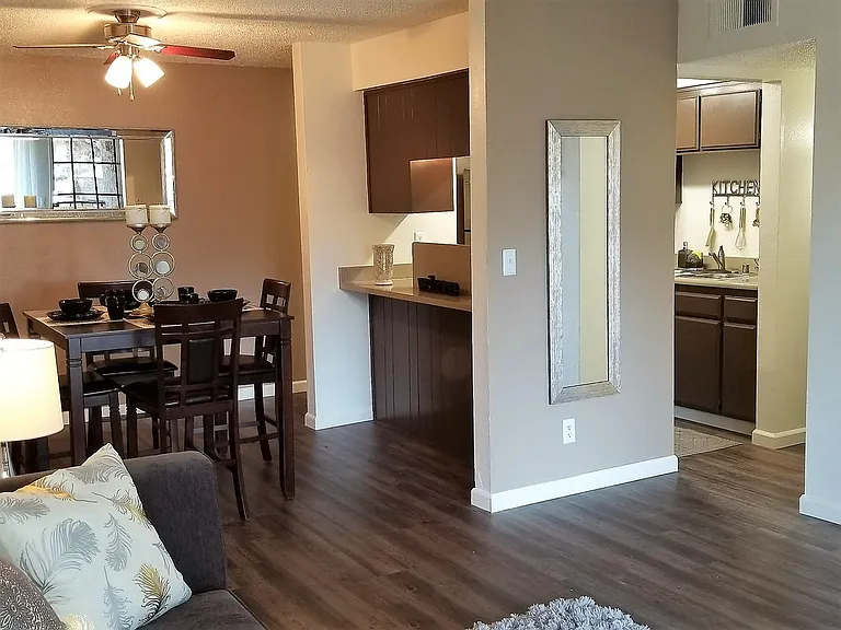 Open concept living and dining space.