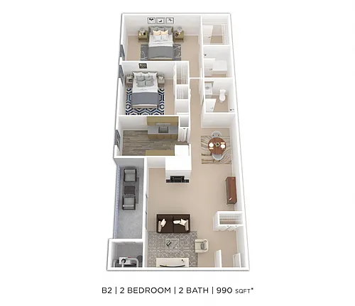 Floor plan Two Bedroom 2 Bath