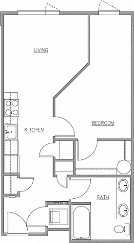 Floor plan 1 Bed 1 Bath G