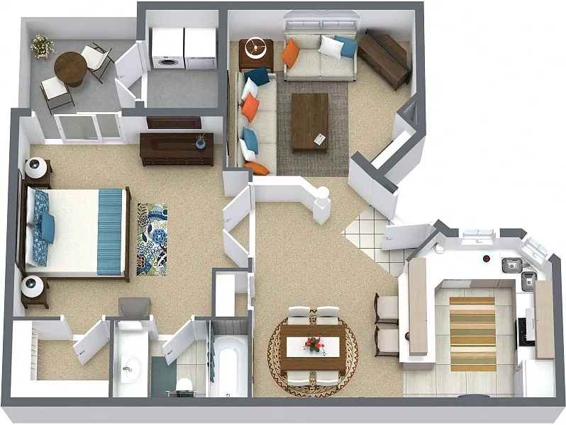 Floor plan THE RUBY *Deluxe* - One Bedroom One Bath