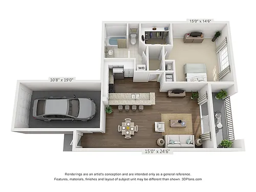 Floor plan The Hawthorne 1x1