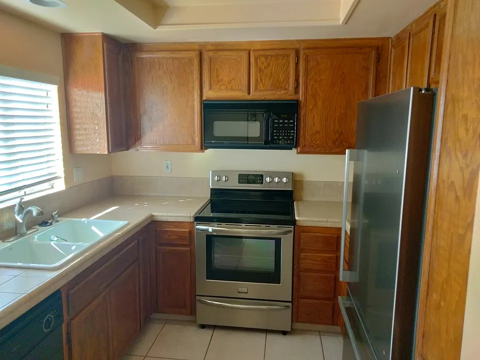 Kitchen with stainless steel appliances