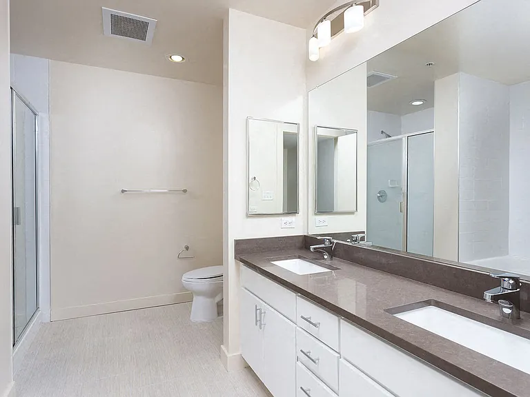 Enjoy the convenience of dual vanities in select apartment homes for added comfort and space.
