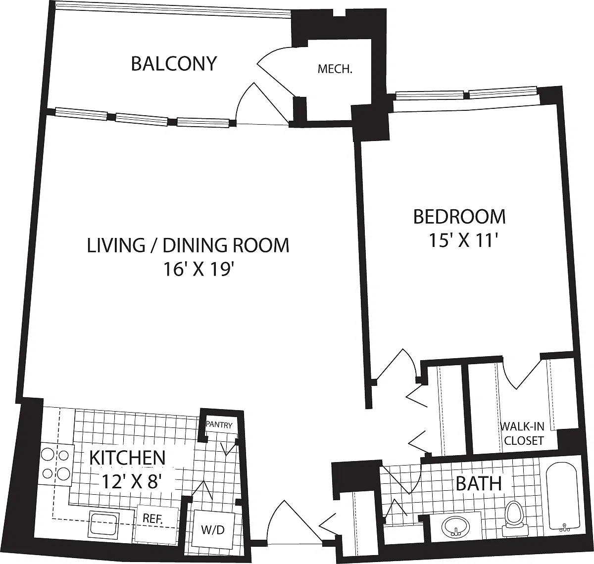 Floor plan 1 Bedroom M