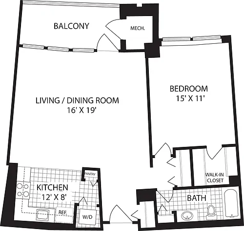 Floor plan 1 Bedroom M
