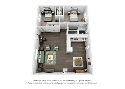 Floor plan 2 Bed 1 Bath Flat Renovated