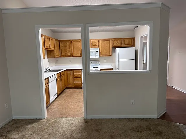 View of the kitchen from the living area