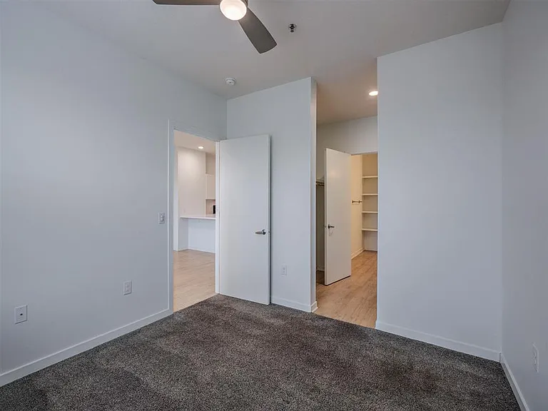 Bedroom and walk-in closet entrance at The Rise.
