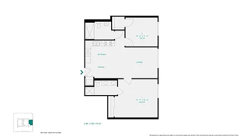 Floor plan 2 Beds 2 Bath Apartment