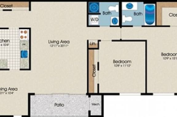 2 Bedroom Floor Plan 2D