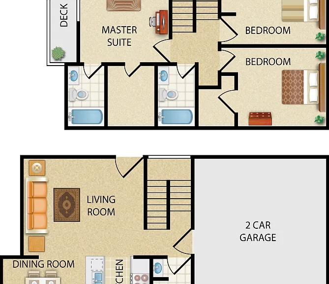 Plan D - Townhome Floorplan Diagram