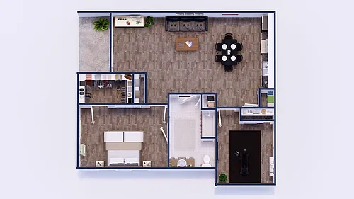 Floor plan One Bed, One Bath w/Bonus Room