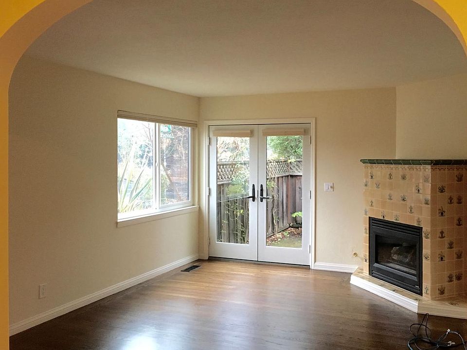 Living room with custom fireplace