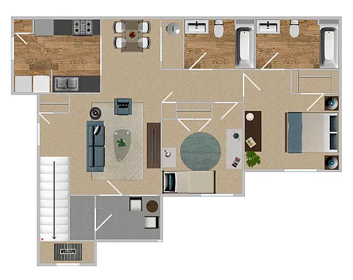 Floor plan 2 Bed 2 Bath