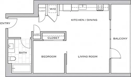 Floor plan Jr 1L w/ Balcony