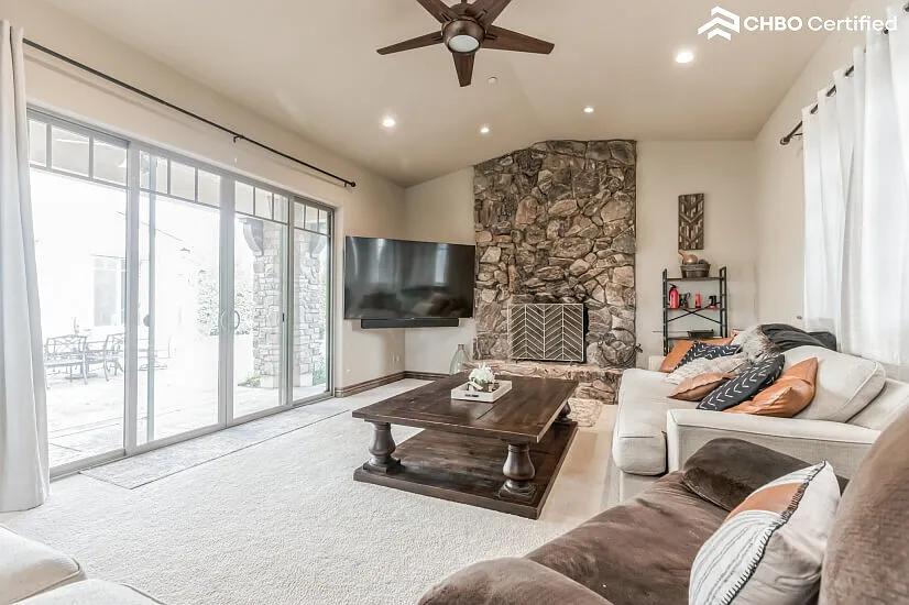 Living rm with wood burning fireplace - 12729 Leo Ln