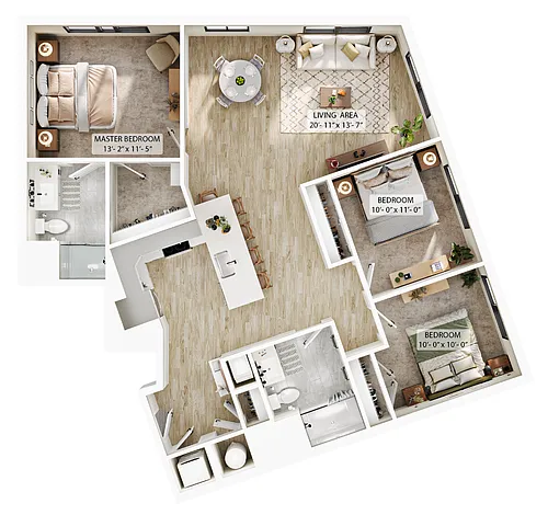 Floor plan 3 Bed/2 Bath-C3