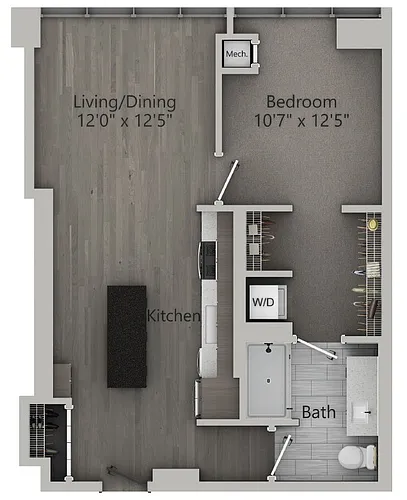 Floor plan A2 | 1 Bedroom | 691 SF
